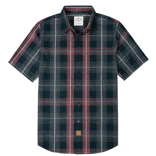 Image of Dubinik Mens Short Sleeve Button Down Shirts Soft Breathable Summer Vintage Regular Fit Lightweight Men's Casual Shirt