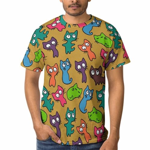 T-Shirt Chaton Coloré Homme - Tee shirt manches courtes, col rond et coupe ajustée