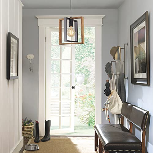 1 Light Kitchen Island Light Modern Black Dining Room Light Fixture Mini Wood Farmhouse Chandelier Hanging Pendant Light Fixtures For Foyer Hallway #TOP5