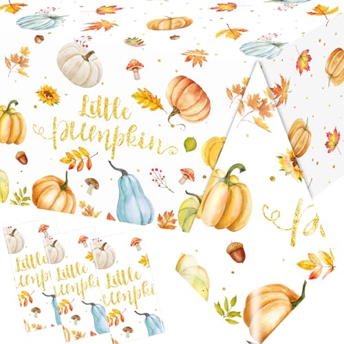 Juweked 3Pcs Little Pumpkin Table Cloth Plastic Fall Baby Shower...