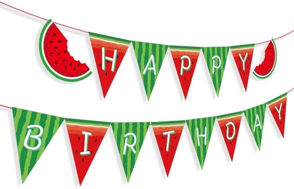 Aaon Watermelon Theme Birthday Banner, Watermelon Banner for Birthday Party, One In A Melon Birthday Banner,Fruits Banner for Party,Watermelon Decorations