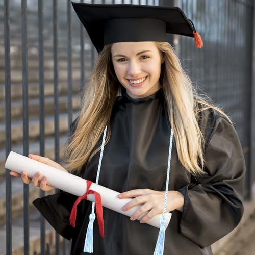 Image of Graduation Honor Cords Light Blue and White Graduation Cords with Tassels, 67 inch Long for Graduation Students