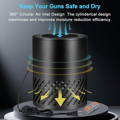 Image of Gun Safe Dehumidifier Electric, Dehumidifier for Gun Safe Dryer, Plug in Gun Safe Heater, 360 Heating Circular Air with Built-in Fan