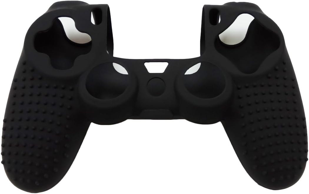 PS4 Controller Grips,Pandaren Studded Anti-Slip Silicone Cover Skin Set Compatible for PS4 /Slim/PRO Controller(Black Skin x 2 + FPS PRO Thumb Grips x 8)