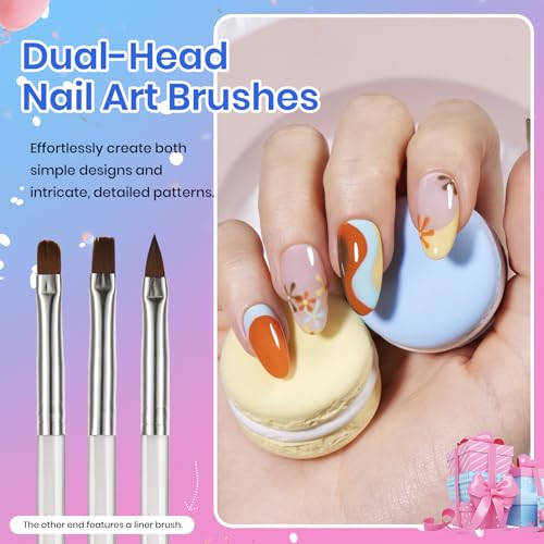 Beetles 31pcs Nail Art Brushes, Dotting Tools, Nail Art Pens, Dust Brush, Striping Liner Fingernail Drawing Pens with Palette Holder Metal Handle All in One for Starter Manicure Design Set - Image 6