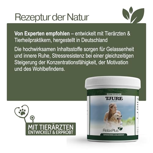 TJURE Relax Plus 500 g Pulver | Ergänzungsfuttermittel mit B‑Vitaminen, Magnesium & L‑Tryptophan | Zur ernährungsphysiologischen Unterstützung in besonderen Phasen