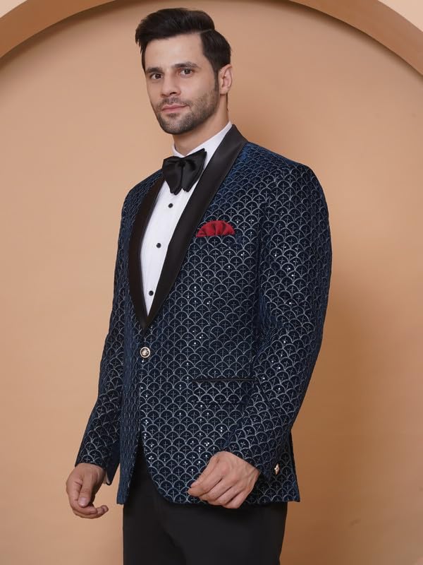Image of FAVOROSKI Wedding Sequence Blazer Suit for Men | Embroidered Velvet Blazer | Relaxed Fit Blazer for Men Wedding Party | Ethnic Wear Blazer for Men | Blazer Suit for Men | Festive Blazers for Men