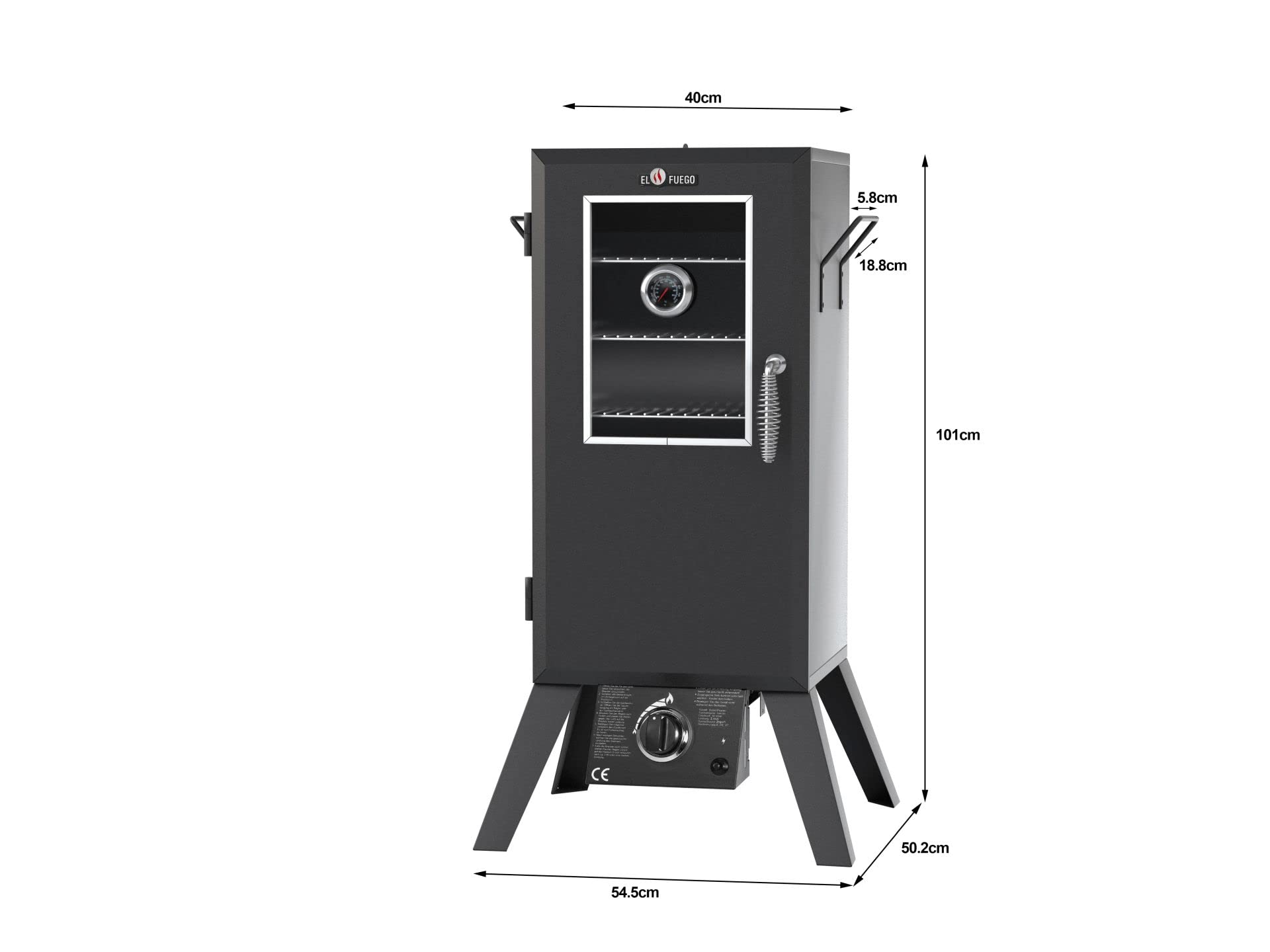 Gasgrill "Portland W" von El Fuego® mit Sichtfenster, inkl. Gasschlauch und Druckminderer, mit viel Zubehör, Räuchergrill, Smoker, inkl. Wasserschale & Smokebox, AY 3173