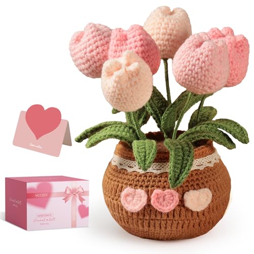 Hccgfy Completed Hand-Crocheted Tulip Potted Plant with Premium G...