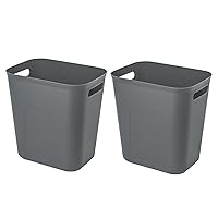 Vista 20 de UUJOLY Cubo de basura de plástico, cesta de basura para baños, cocinas, oficinas, habitaciones de los niños, gris, 3.5 galones, paquete de 2