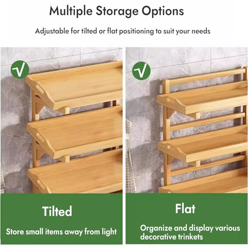 Estantería de madera de 4 niveles con baldas ajustables e inclinables para alimentos 4