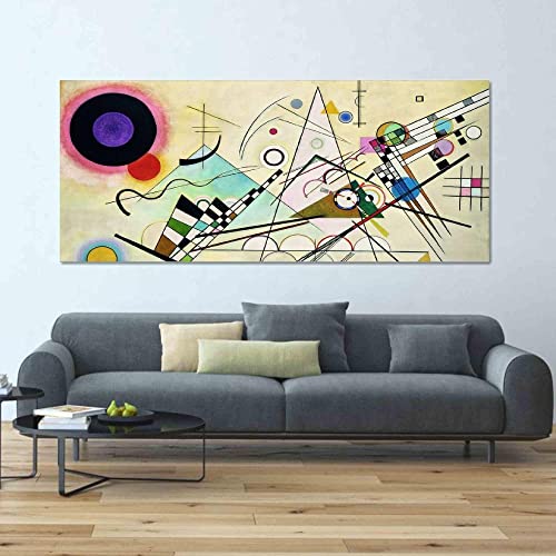 Impression sur toile intissee Carte Composition de Vassily Kandinsky Tableau Salon Mural 60x120cm(23.6x47.2inch) Sans cadre Cover