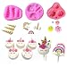 Mini Unicorn Mold Unicorn Horn Ears Flower and Rainbow Cupcake Topper Fondant Chocolate Mold( Set of 3) by A&J