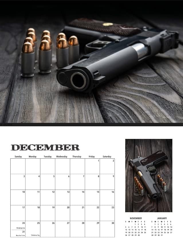 Calendario de pared de lujo 2023 HANDGUNS - 16 meses
