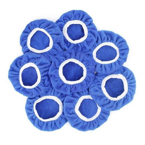 Racol Car Polisher Bonnet, 8Pcs Car Polisher Pad Bonnet Polishing 7 to 8, 5 to 6 Inch Bonnet Buffing Pad Cover Soft Microfiber for Car Polisher Pack (Blue, 7-8 in)