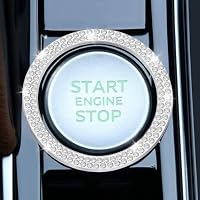 LivTee 2 PCS Crystal Double Rhinestone Car Engine Start Stop Decoration Ring, Bling Car Interior Accessories for Women, Push to Start Button Cover Sticker, Automotive Decals, White — image 2