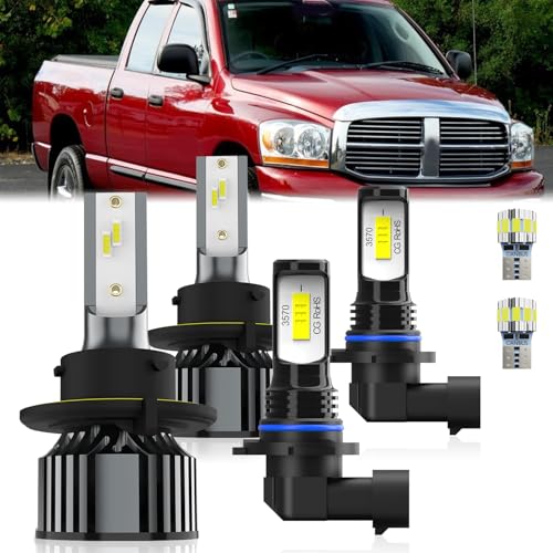 Image of For Dodge Ram 2006-2008 Light Bulbs, Integrated Hi-Lo Beam And License Plate Light Combo, Plug-and-Play Installation, 6 Pack