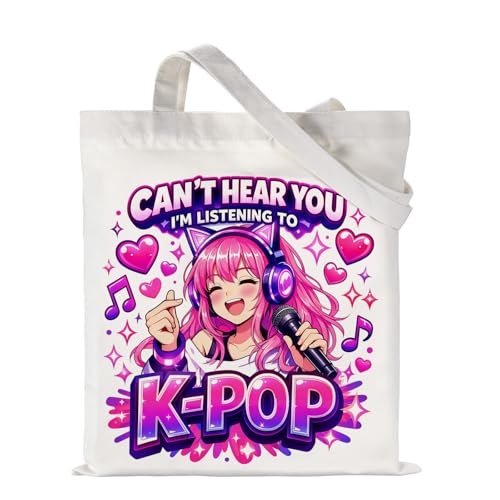 Paginafr Bolsa Kpop, presentes de aniversário Kpop para adolescentes, bolsa de lona para amantes de K pop, bolsa de festa de concerto para fãs de K-pop dela, mochila K Pop Merch