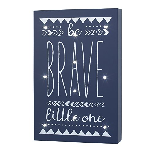 Image of Little Love by NoJo Aztec Lighted Wall Decor, Be Brave Little One, Navy/White