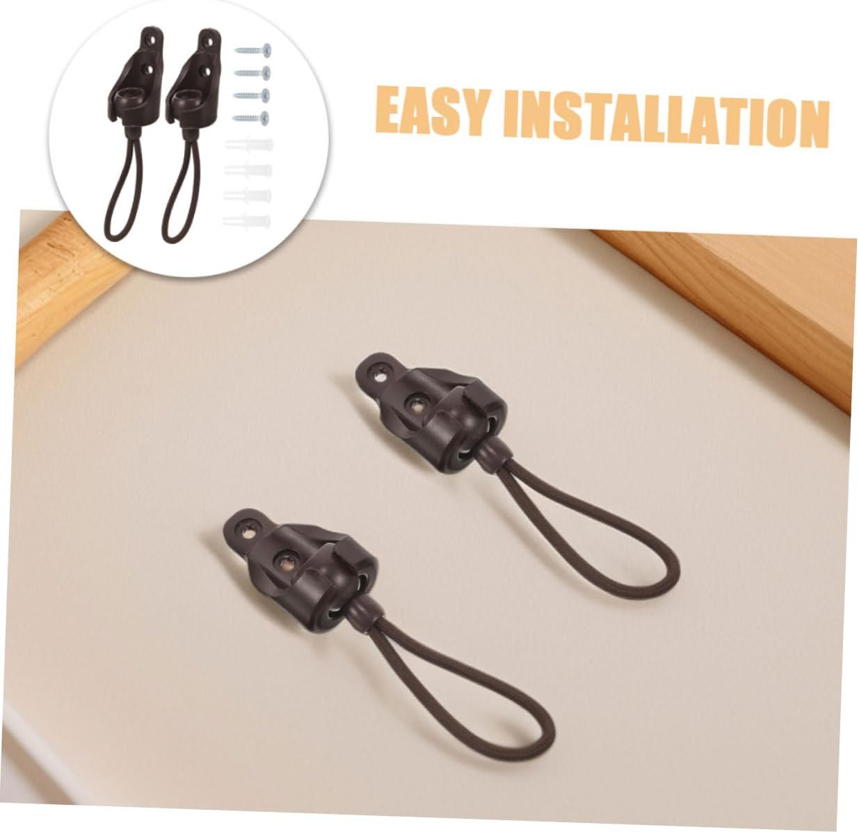 4pcs Outdoor Windproof Bungee Tie Down Kit with Cord and End Caps for Roller Shade Installation and Hardware for Easy Setup and Performance