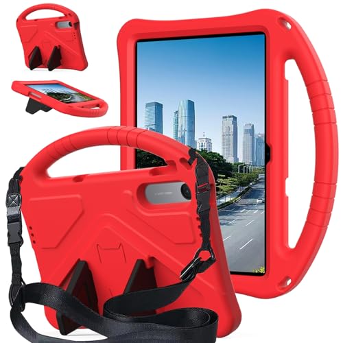 Redmi Pad 2 SE 9.7�C���` 2026 �ɑΉ������ϏՌ��^�u���b�g�P�[�X | �n���h���X�^���h�t�� ���݂̂���R�[�i�[�Ռ��ی� �y��EVA�^�u���b�g�J�o�[(ROSE RED)