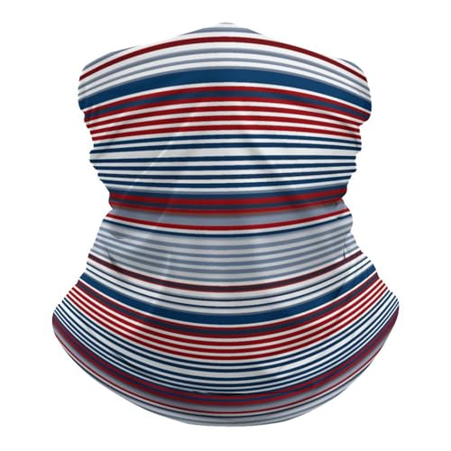 Máscara facial con rayas rojas, azules, blancas y grises para frío, pañuelo protector para cuello, bandana impermeable al viento para hombres y mujeres, gorro elástico para motocicleta, ciclismo, esquí y fiesta miniatura 2