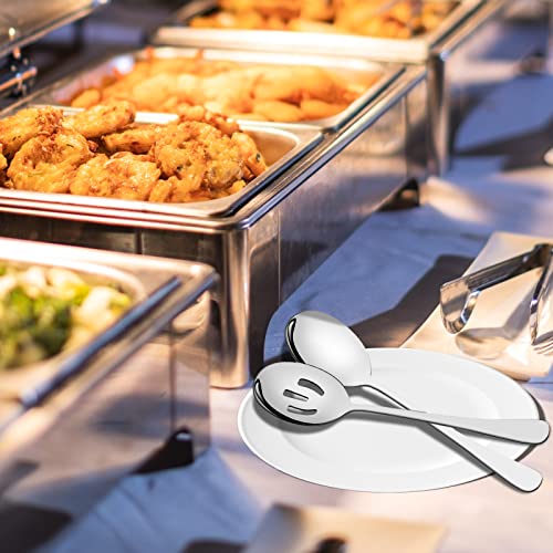 6 Pieces Silver Serving Spoons Set 8.7 Inch, Includes 3 Serving Spoon and 3 Slotted Spoon, Stainless Steel Buffet Banquet Spoons Large - Image 5