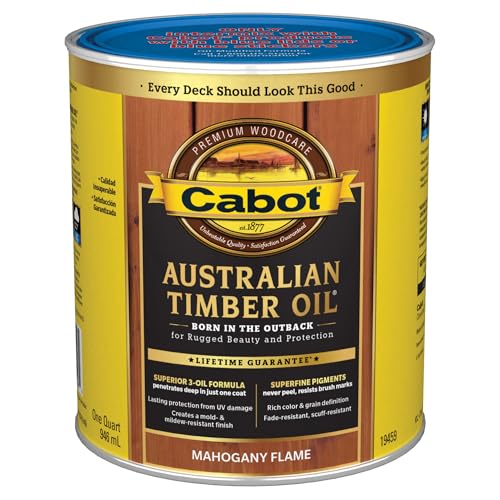 Image of Cabot 140.0019459.005 Australian Timber Oil Water Reducible Stain, Quart, Mahogany Flame