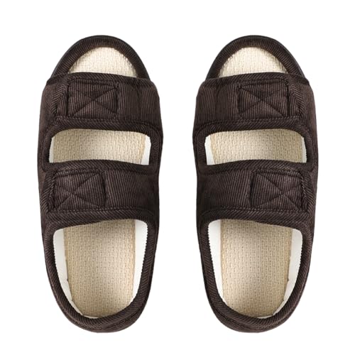 ITODA Diabetic Slippers for Women Men Non Slip House Open Toe Diabetic Sandals Extra Wide Adjustable Edema Swollen Feet Shoes for Elderly2