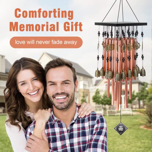 Ylyycc Wind Chimes For Outside,30"Memorial Wind Chimes With 28 Pieces Tubes And 16 Copper Bell For Garden, Patio,Window Wind Chime Hanging Decoration, Bronze Memorial Sympathy Wind Chimes Gifts For Mom #TOP3