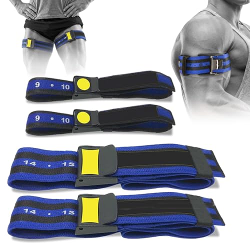 Image of 4Pack PRO Blood Flow Restriction Bands for Arms & Legs - Occlusion Training Bands, Gain Muscle Without Heavy Weight Lifting, Strong Elastic Strap & Quick-Release