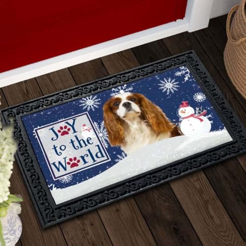 ���փ}�b�g �N���X�}�X�̐�̌��� �u���i�� �L���o���A �L���O �`���[���Y �X�p�j�G�� 50×80cm doormat Christmas Snowflakes Blenheim Cavalier King Charles Spaniel