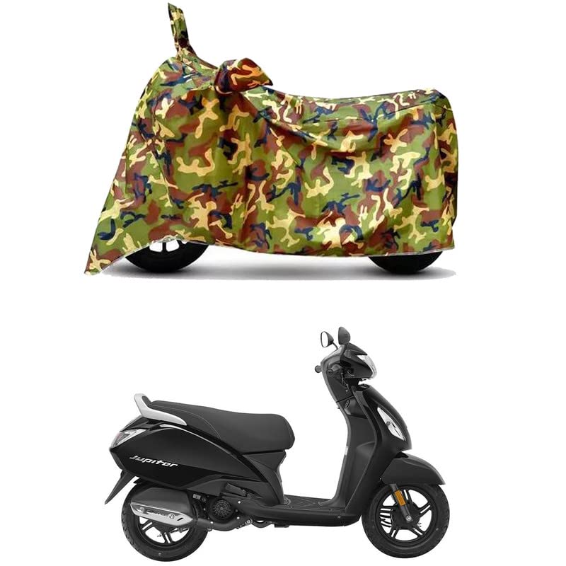 Image of Waterproof 100% PVC Coated Full Bike Scooty Two Wheeler Body Cover Compatible for TVS Jupiter /UV-Rays /Heat Protection /Birds Dropping /Scratchproof /Dust Proof /All Varients[6X6 Jungle Print]