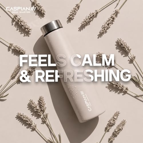 Image of CASPIAN / / / Aqua Customised Stainless Steel Water Bottle 1L,Beige with Logo Print - Personalised Water Bottle with Your Name Print for Kids Boys Girls School Office Gym- Perfect for Corporate Gifting