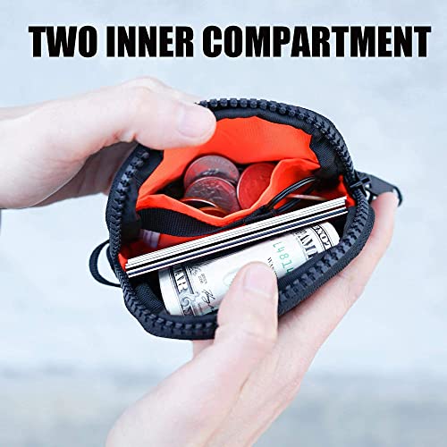 Rough Enough Small Coin Purse For Men Change Purse Keychain Coin Pouch For Women With Lanyard In Black Cordura #TOP2