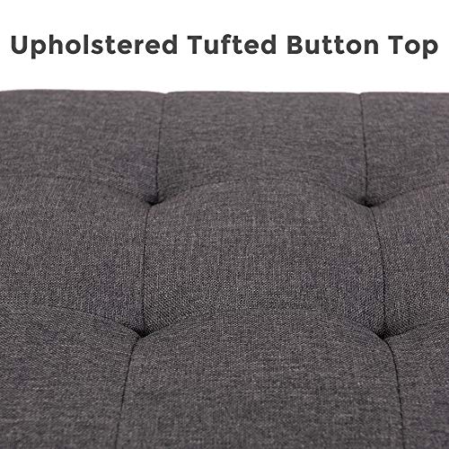 GOOD & GRACIOUS 42.1\" Rectangular Storage Ottomans, 3-Piece Fabric Tufted Upholstered Bench Set with Hinged Lid Footrest Stool, Coffee Table, Holds Up to 600lb, Gray - Thumbnail 3
