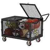 YOHKOH Ball Cart, Premium Portable Storage Locker with Wheels, Heavy-Duty Basketball or Volleyball Cart, Lockable Ball Bin for Sports Equipment, 38.6