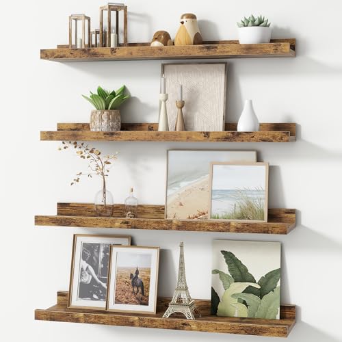 FLYJOE Picture Ledge Shelf, Floating Shelves Set of 4, 24