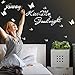 Diy Miroir Argent Stickers Muraux Always Kiss Me Goodnight avec 12 Pièces Autocollants Muraux Papillon 3D Amovibles pour Sticker Mural Chambre et Salle à Manger