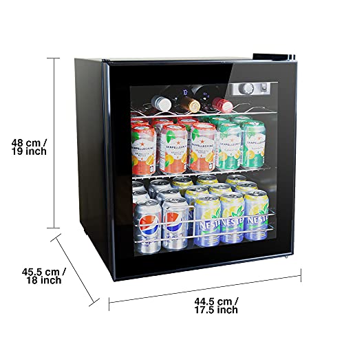 Angel Canada 60 Can Wine And Beverage Refrigerator Cooler - Mini Fridge With Reversible Clear Front Glass Door And Thermostat, Led Light For Beer Soda Drink Machine For Home, Office Or Bar, 1.6Cu.ft #TOP5