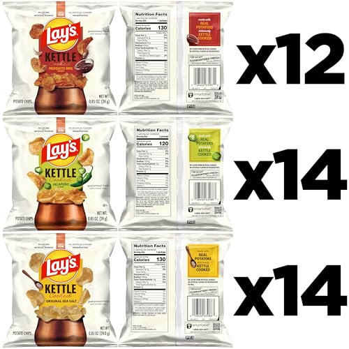 Lay's Kettle Cooked Potato Chips Variety Pack, 0.85 Ounce (Pack of 40)
