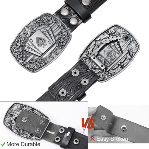 Image of SANSTHS Western Cowboy Belts for Men Women, Mens Western Belt Bull Buckle Country Belt Cowboy Leather Belt for Jeans