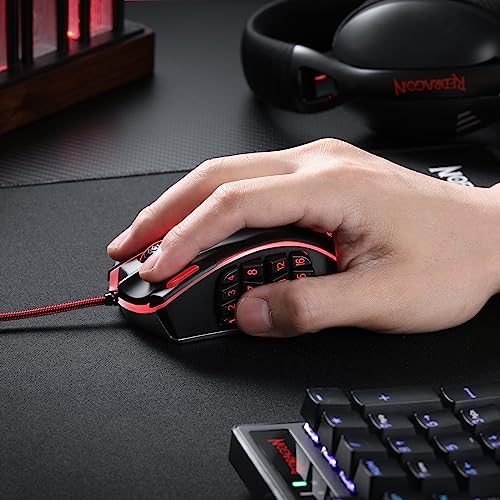 Image of Redragon M990 MMO Gaming Mouse, 32000 DPI High Precision Wired RGB Gamer Mouse w /23 Programmable Buttons, 16 Side Macro Keys, Software Supports, Aluminum Base