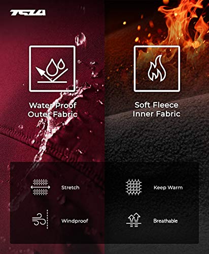 Tsla Men's Full-Zip Softshell Winter Jacket, Waterproof Fleece Lined Athletic Jacket, Outdoor Sport Windproof Jackets, Active Maroon, X-Large #TOP5