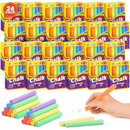 Officygnet 288 Counts Mini Chalk Set for Kids Bulk Non-Toxic Chalkboard Chalk for Boys Girls 3+ Back to School Supplies Goody Bag Fillers Classroom Prizes Gifts Easter Basket Stuffers (24 Boxes)