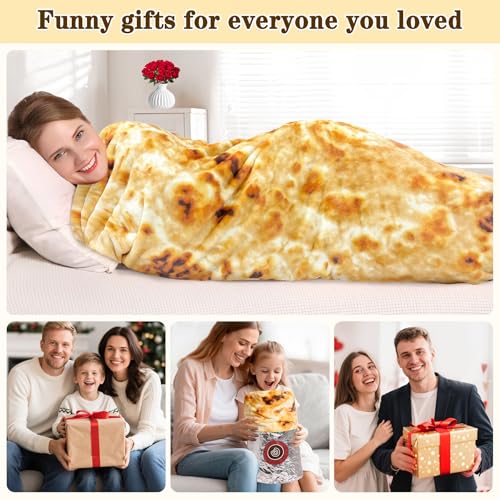 Image of mermaker Burritos Blanket for Adult and Kids, Novelty Tortilla Throw Blanket Adult 60 inches, Realistic Soft Flannel Taco Blanket (Yellow Blanket-10)