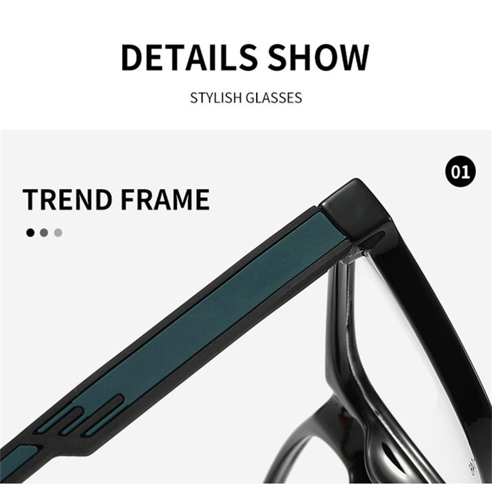 TR Ultralight Square Frame Plano-Brille für Damen und Herren, geeignet für Büro, Studium und Alltag