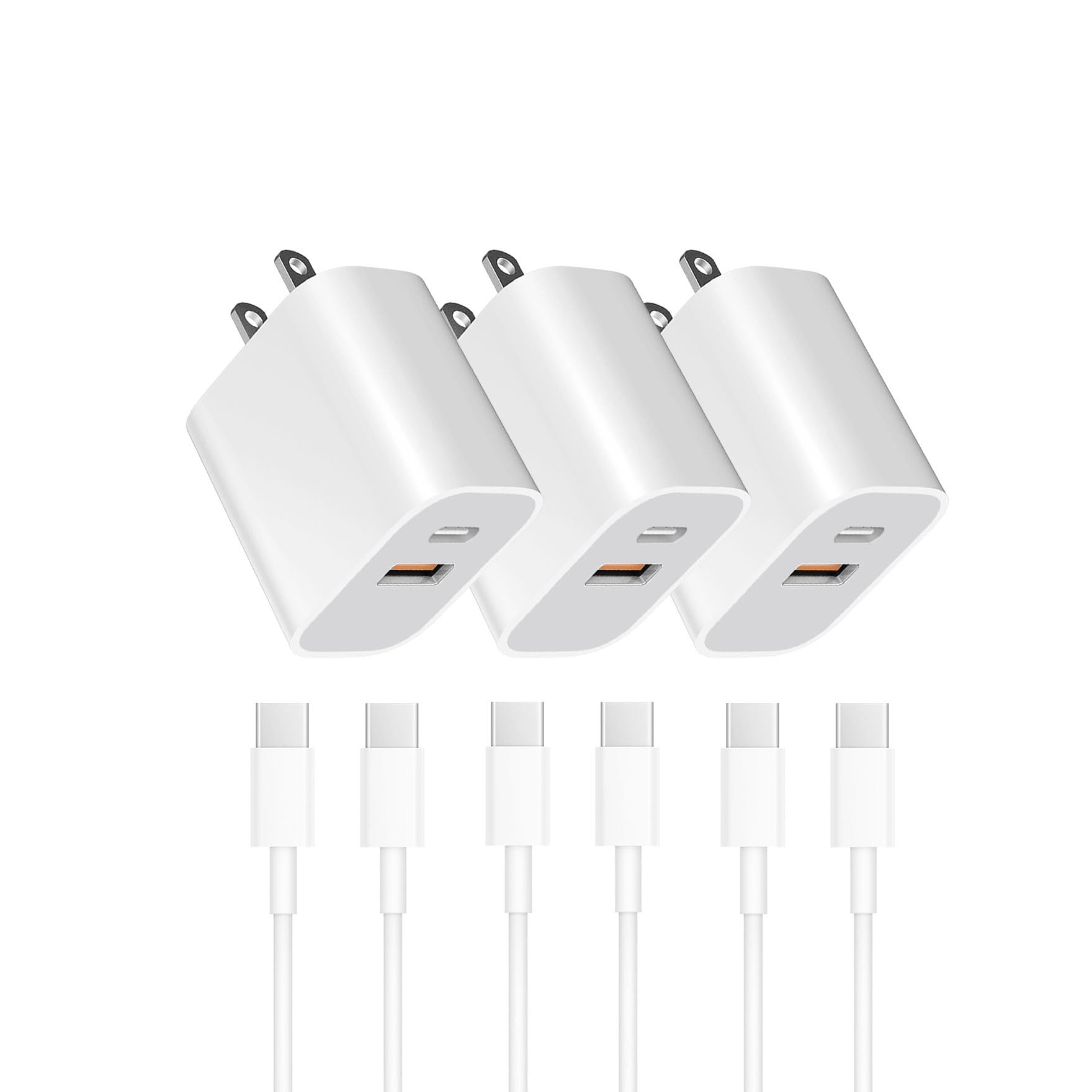 USB Power Block Wall Charging Adapter Dual-Port Charger with c to c Cables for iPhone 17 16 16