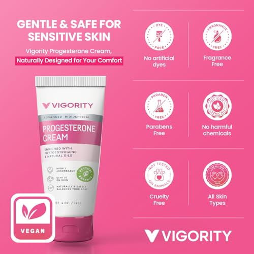 Vigority Progesterone Cream for Women - Natural Bioidentical Progesterone Cream for Hormone Balance - Natural Menopause Support for Hot Flashes Night Sweats