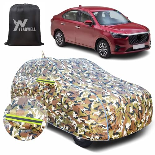 Image of Car Body Cover for Honda Jazz, 100% Waterproof with Mirror & Antenna Pockets, Military Print Design, UV & Dust Protection, Triple Stitched, Sky Piping & Reflector (Jungle Print)